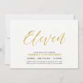 Gold Simple Modern Lettering 11e verjaardag Kaart (Voorkant)