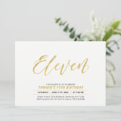 Gold Simple Modern Lettering 11e verjaardag Kaart (Staand voorkant)