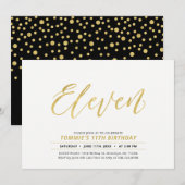 Gold Simple Modern Lettering 11e verjaardag Kaart (Voorkant / Achterkant)