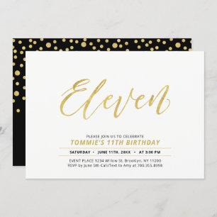 Gold Simple Modern Lettering 11e verjaardag Kaart