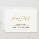 Gold Simple Modern Lettering 14e verjaardag Kaart (Voorkant)