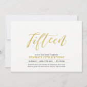 Gold Simple Modern Lettering 15e verjaardag Kaart (Voorkant)