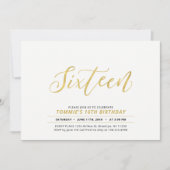 Gold Simple Modern Lettering 16e verjaardag Kaart (Voorkant)