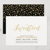 Gold Simple Modern Lettering 17e verjaardag Kaart (Voorkant / Achterkant)