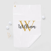 Gold Simple Monogram Name Persoonlijk Golfhanddoek (Insitu)