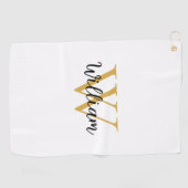 Gold Simple Monogram Name Persoonlijk Golfhanddoek (Horizontaal)