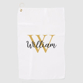 Gold Simple Monogram Name Persoonlijk Golfhanddoek