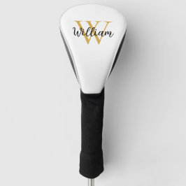 Gold Simple Monogram Name Persoonlijk Golfheadcover