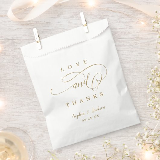 Gold Simple romantic Love & bedankt script bruilof Bedankzakje (Geknipt)