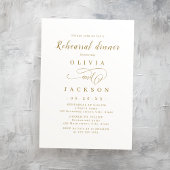 Gold Simple romantic script Rehearsal Dinner Kaart