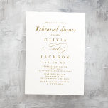 Gold Simple romantic script Rehearsal Dinner Kaart<br><div class="desc">De Romantische repetitie uit het diner is voorzien van stijlvol script en elegante details van lettertype-evenementen in gouden kleur,  modern en eenvoudig,  geweldig voor een minimalistische formele bruiloft,  traditionele klassieke bruiloft,  moderne eenvoudige bruiloft. Bekijk alle overeenkomende stukken in collectie.</div>