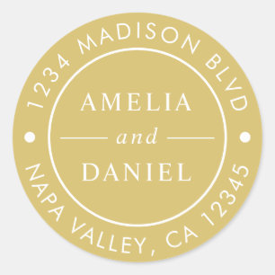 Gold Simple Round Return-adres Ronde Sticker