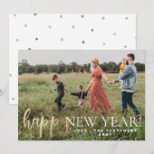 Gold Simple Script Happy New Year-vakantiekaart Feestdagenkaart (Voorkant / Achterkant)