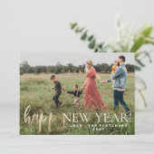 Gold Simple Script Happy New Year-vakantiekaart Feestdagenkaart (Staand voorkant)