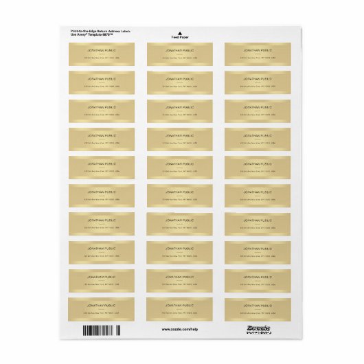Gold Simple Sjabloon Moderne Cursieve cursieve tek Etiket (Full Sheet)