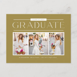 Gold Simple Typography Photo Collage Afstuderen Briefkaart