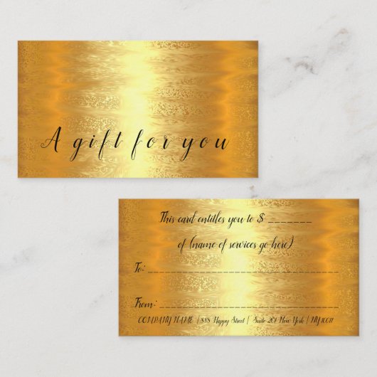 Gold Simply Gift Certificate Makeup Beauty Afsprakenkaartje (Voorkant / Achterkant)