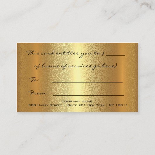 Gold Simply Gift Certificate Makeup Beauty VIP LUX Afsprakenkaartje (Achterkant)