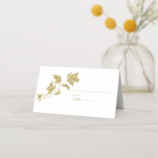 Gold Single Stem Leaf Name Place Card Plaatskaartje (Achterkant)
