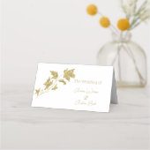 Gold Single Stem Leaf Name Place Card Plaatskaartje (Voorkant)