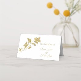 Gold Single Stem Leaf Name Place Card Plaatskaartje