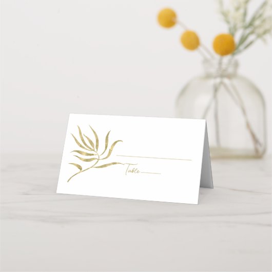 Gold Single Stem Leaf Name Place Card Plaatskaartje (Achterkant)