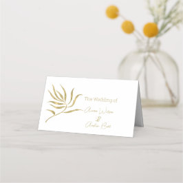 Gold Single Stem Leaf Name Place Card Plaatskaartje