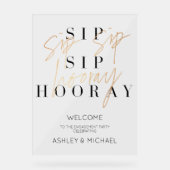 Gold Sip Hoera Engagement Party Welkom Acryl Bord (Voorkant)