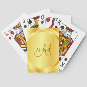 Gold Sjabloon Initiaal Monogram Matig aanpassen Pokerkaarten