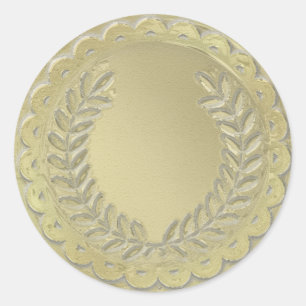 Gold Sjabloon past Laurel Wreath aan Ronde Sticker