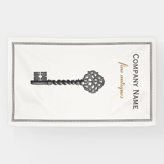 Gold  Skelet Key Antiek Meubelwinkel Spandoek (Horizontaal)