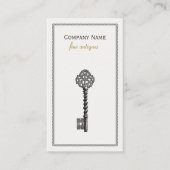 Gold  Skelet Key Antiek Meubelwinkel Visitekaartje (Voorkant)
