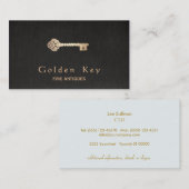 Gold  Skelet Key Antiek Meubelwinkel Visitekaartje (Voorkant / Achterkant)