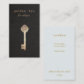 Gold  Skelet Key Antiek Meubelwinkel Visitekaartje (Voorkant / Achterkant)