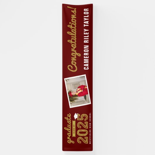 Gold Sketch 2025 Gefeliciteerd met het afstuderen Spandoek (Verticaal)