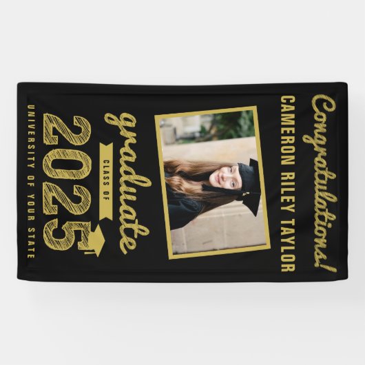 Gold Sketch 2025 Gefeliciteerd met het afstuderen  Spandoek (Horizontaal)