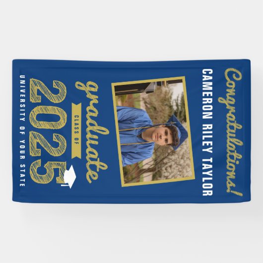 Gold Sketch Class of 2025 Afstudeerfeest Spandoek (Horizontaal)