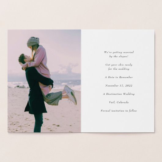 Gold Sketting Floral slaat de datum op Folie Kaarten (Binnen)