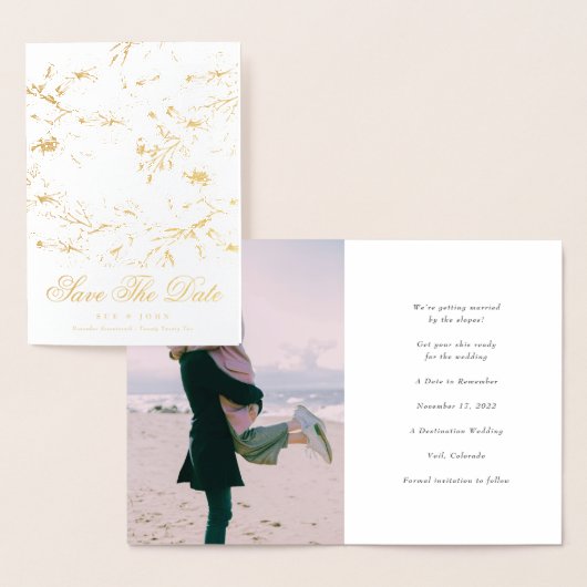 Gold Sketting Floral slaat de datum op Folie Kaarten (Display)