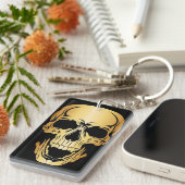 Gold Skull Acryl Sleutelhanger Rechthoek (Voorkant Rechts)