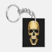 Gold Skull Acryl Sleutelhanger Vierkant (Voorkant Links)