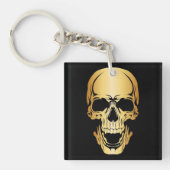 Gold Skull Acryl Sleutelhanger Vierkant (Voorkant)