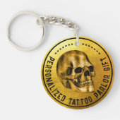 Gold Skull Cool Gothic Pro Fidelity Tattoo Parlor Sleutelhanger (Voorkant)