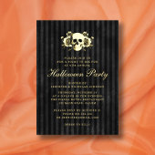 Gold Skull Gothic Black Halloween Party Folie Uitnodiging