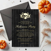 Gold Skull Gothic Black Halloween Party Folie Uitnodiging