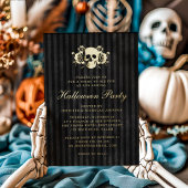 Gold Skull Gothic Black Halloween Party Folie Uitnodiging