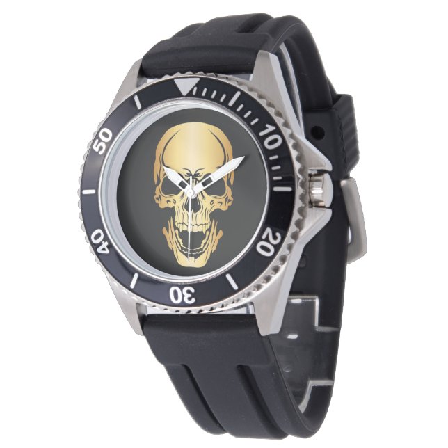 Gold Skull Mannen/Women's Wrist Watch Horloge (Gekanteld)