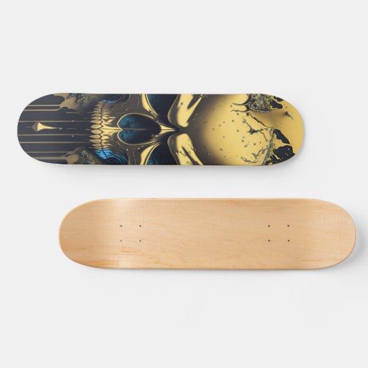 Gold Skull - Numb-Skulls Design #1 Persoonlijk Skateboard (Horizontaal)