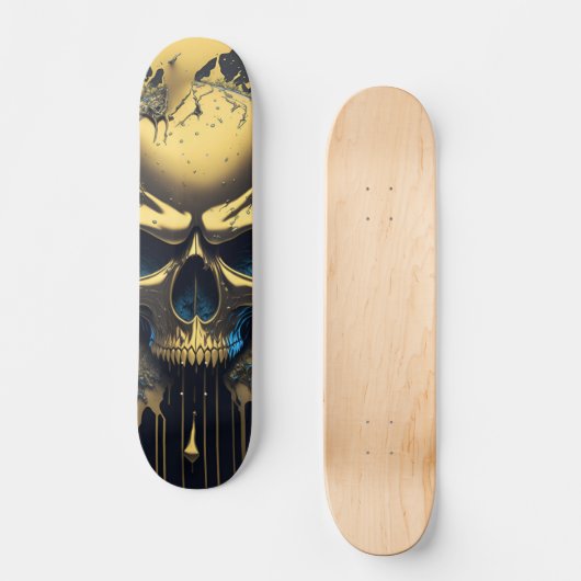 Gold Skull - Numb-Skulls Design #1 Persoonlijk Skateboard (Voorkant)