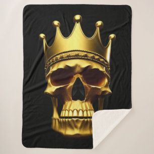 Gold Skull Sherpa Blanket Deken